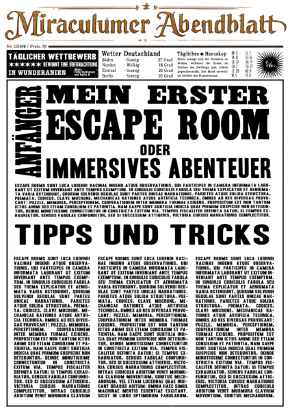 Zeitung BLOG Beitrag Titelseite Mein erster Escape Room